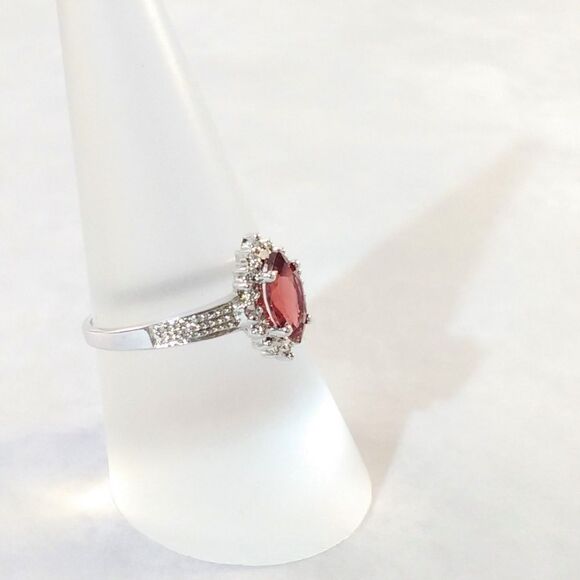 Garnet Marquise Ring Sterling Silver Size 7 - Picture 4 of 8